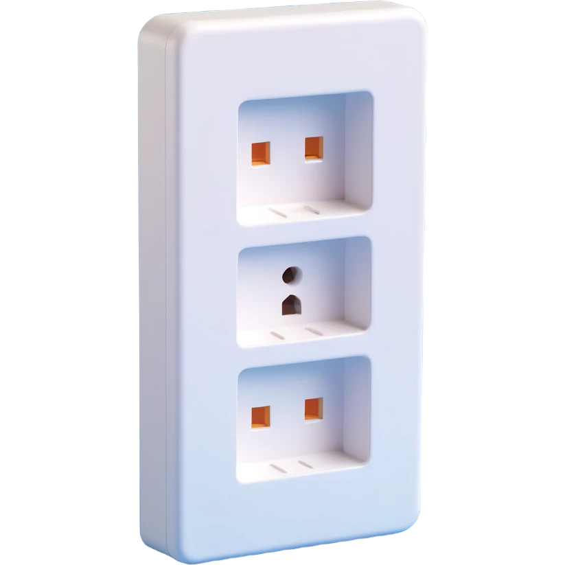 A 19-inch telecommunications LAN socket in a 3D style, using a color palette of three colors (5EC6F1/F9DCAF/353946) emoji