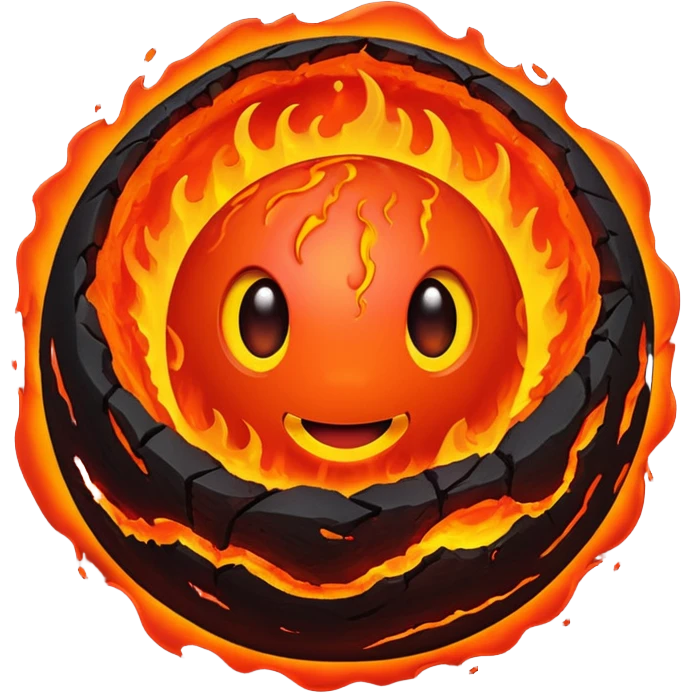 sphere globe planet, surface covered with lava and hole emoji