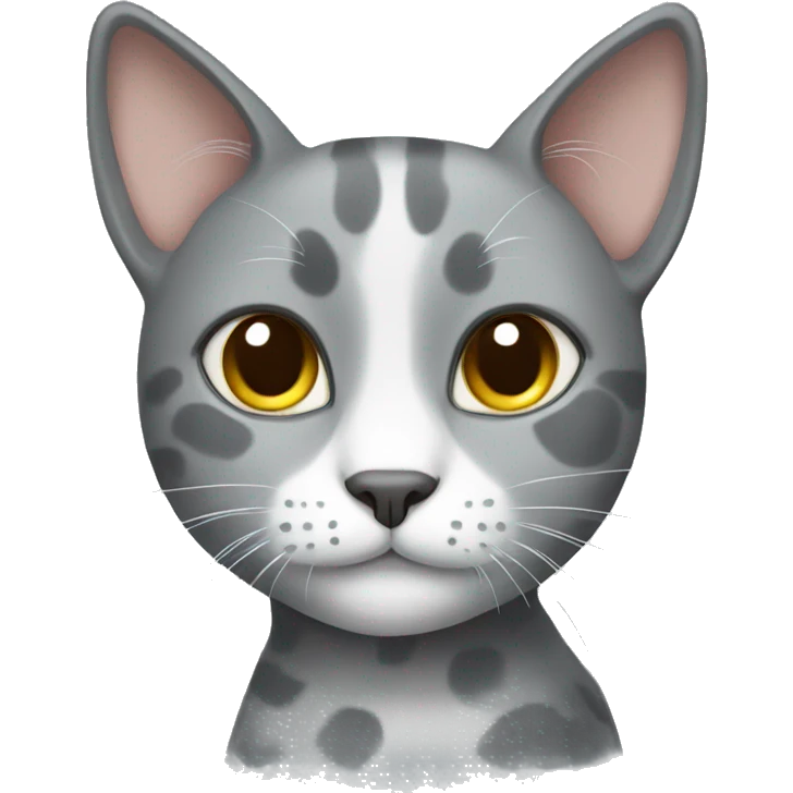 Gray cat with white spots emoji