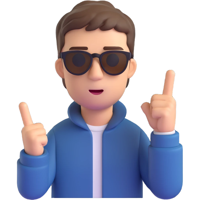 Noel Gallagher, two fingers up, 3D emoji style emoji