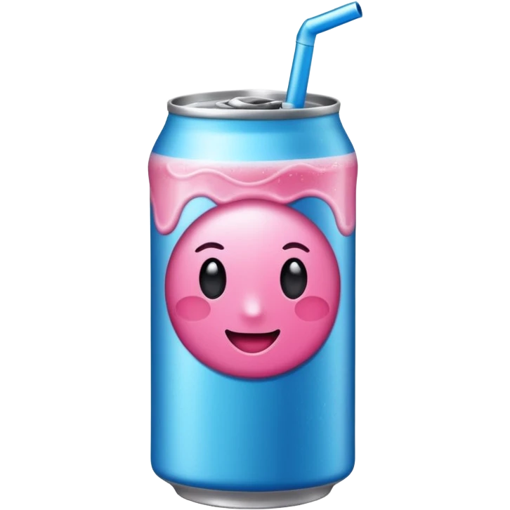 una lata de refresco rosa y azul emoji