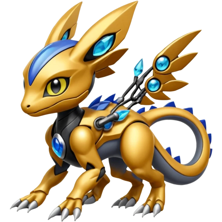 Modern Futuristic Cyber-Meloetta-Greymon-Inteleon-Greninja-Pokémon-Digimon-Fakémon-fusion-hybrid-creature emoji