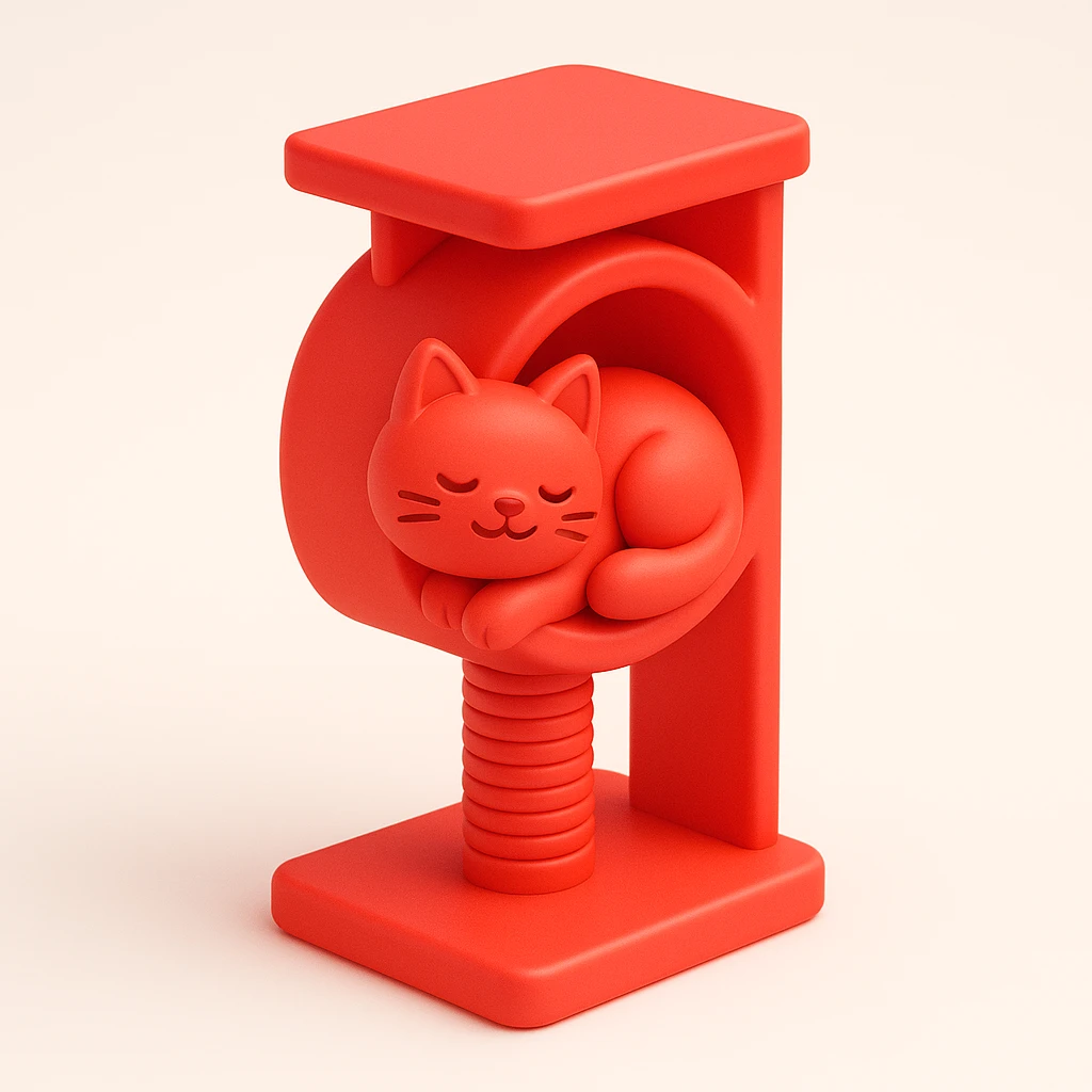 cats relaxing in a vertical playhouse emoji