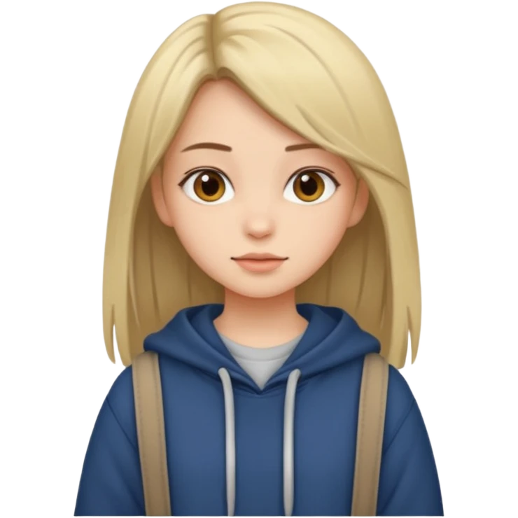 A pretty girl who has layered straight hair woth baggy clothing emoji