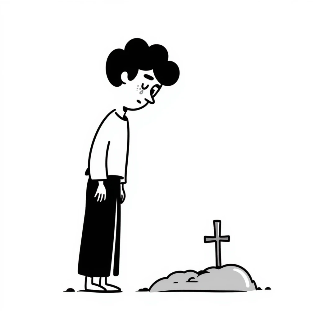 man crying over a grave emoji