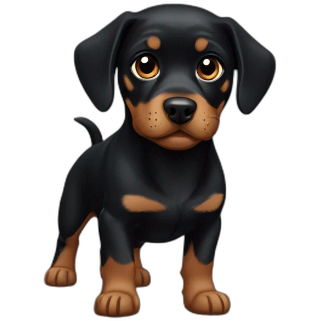 Black rottweiler dachshund mix dog emoji