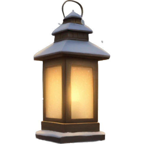 Evening snowfall in the light of a lantern emoji