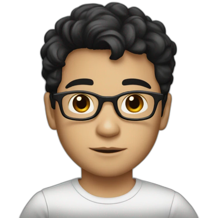 young age developer with glasses, black hair and brown eyes, white skin and hairstyle like Robert Downie Jr. emoji