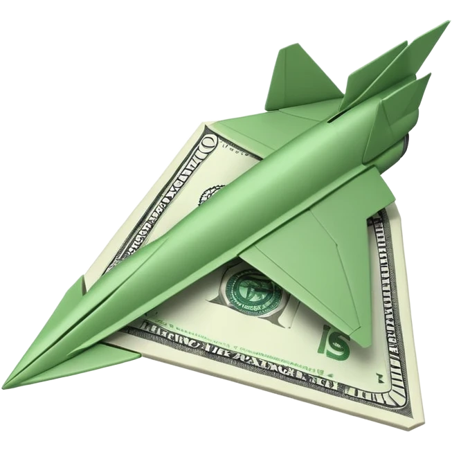 Paper plane made of money side view emoji