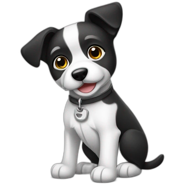 Perro adoptado blanco y negro alegre emoji