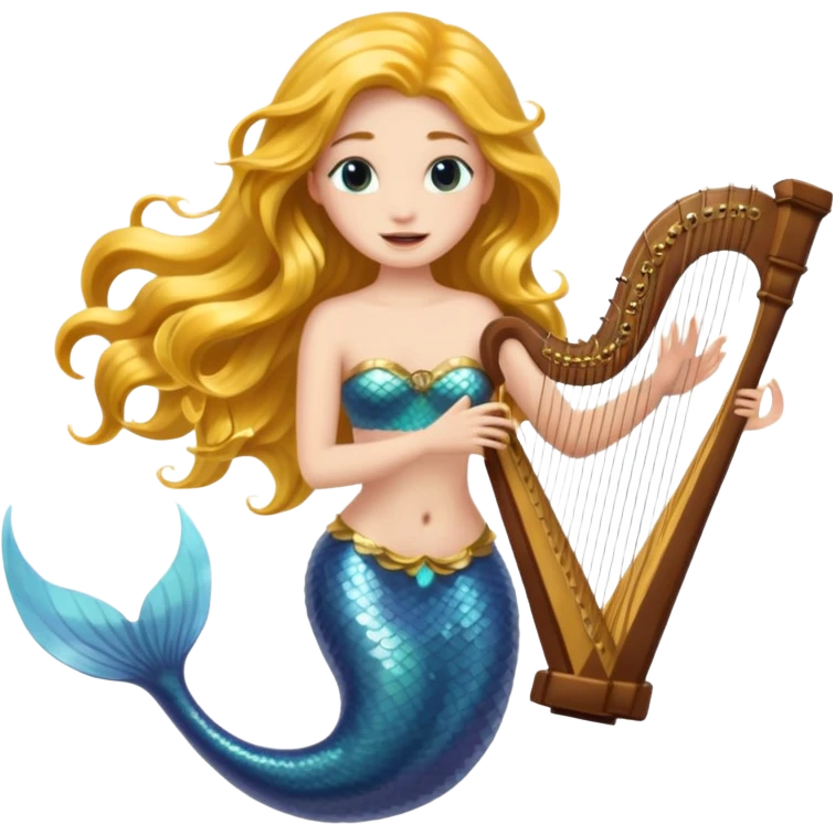 Singing Mermaid – Holding harp emoji