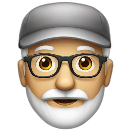 Old man, beard, cap, glasses emoji