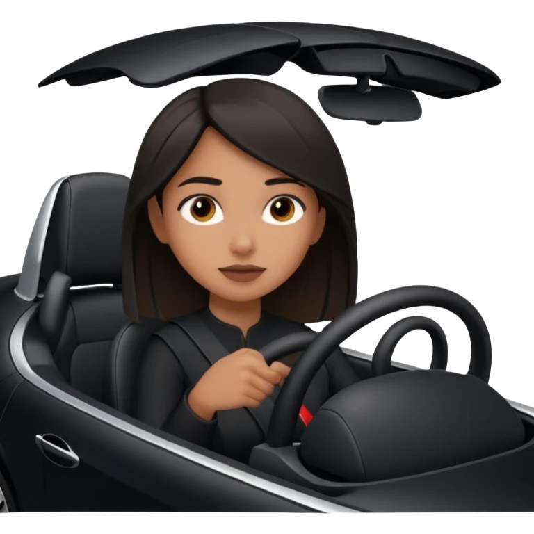 Black Tesla with girl driving emoji