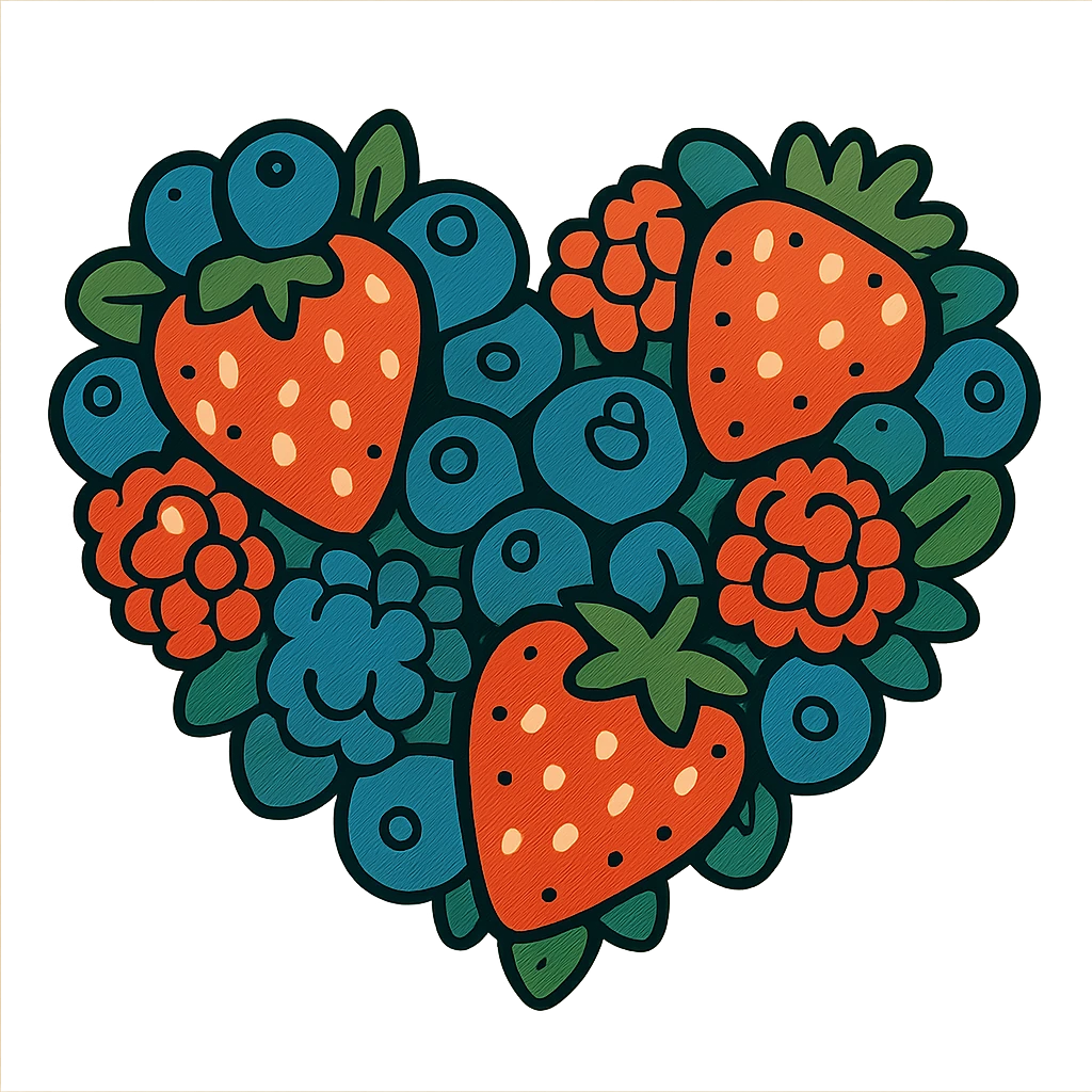 heart shape made out of berries emoji