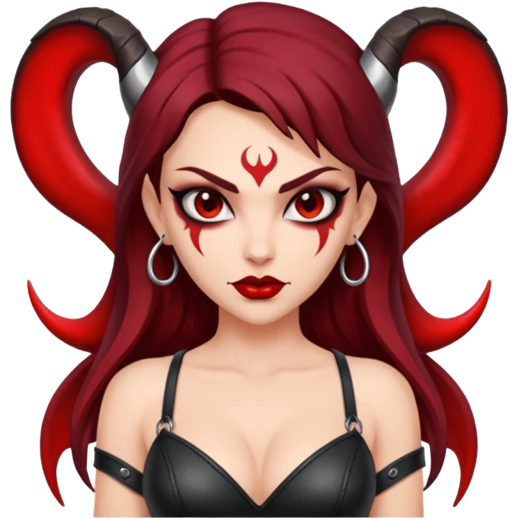 Lilith symbol seductress evil brow haired sexy succubus woman with leather on emoji