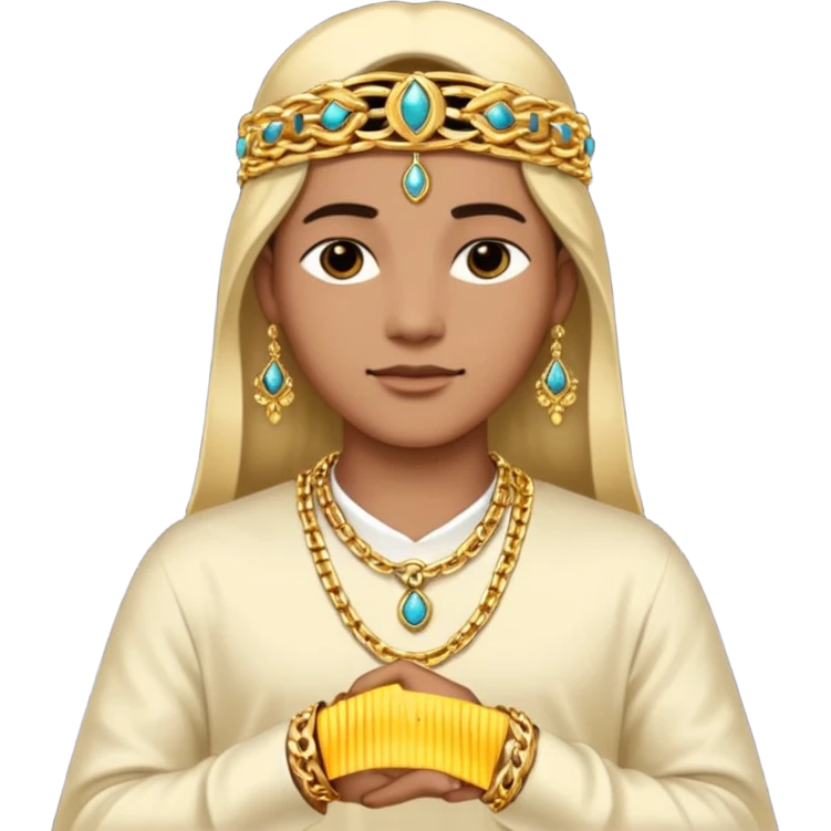 Neck traditional gold chain and gold bangel emoji