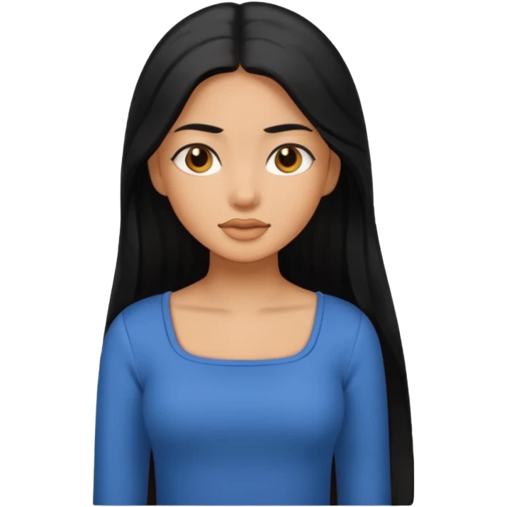 A caramel skin girl with long black hair and a square neckline shirt emoji