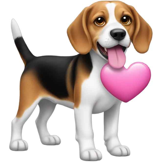 Beagle holding a pink heart emoji