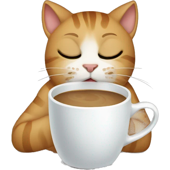 a crying cat holding a coffee cup emoji