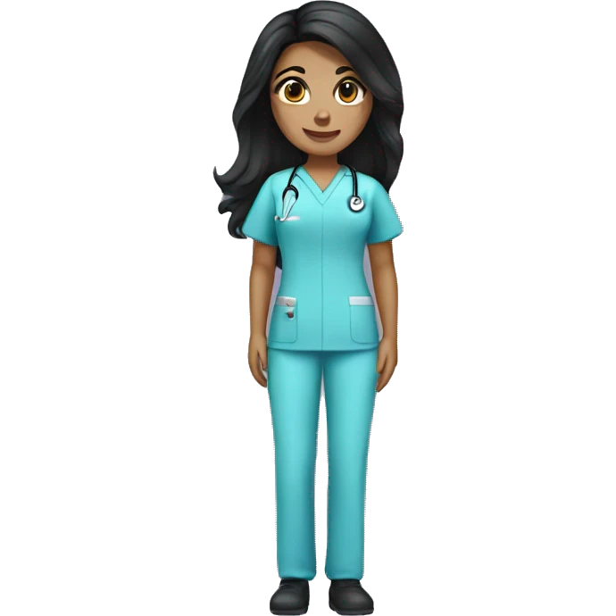  1 Nurse ,white skin ,woman, long black hair with brown highlights,pink scrubs  emoji