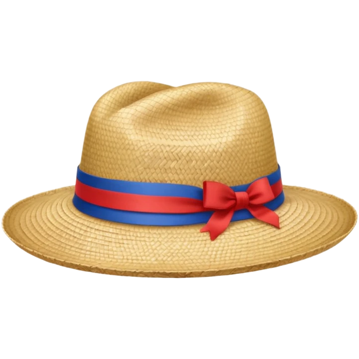 rural wide-brimmed straw hat light beige color with a red white and blue ribbon emoji