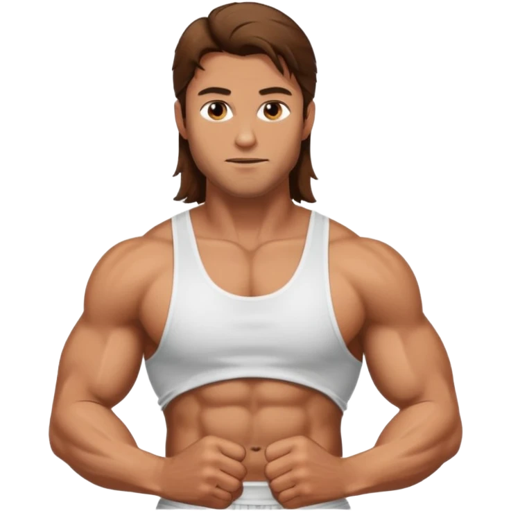 Long hair fat muscle men in tank top emoji