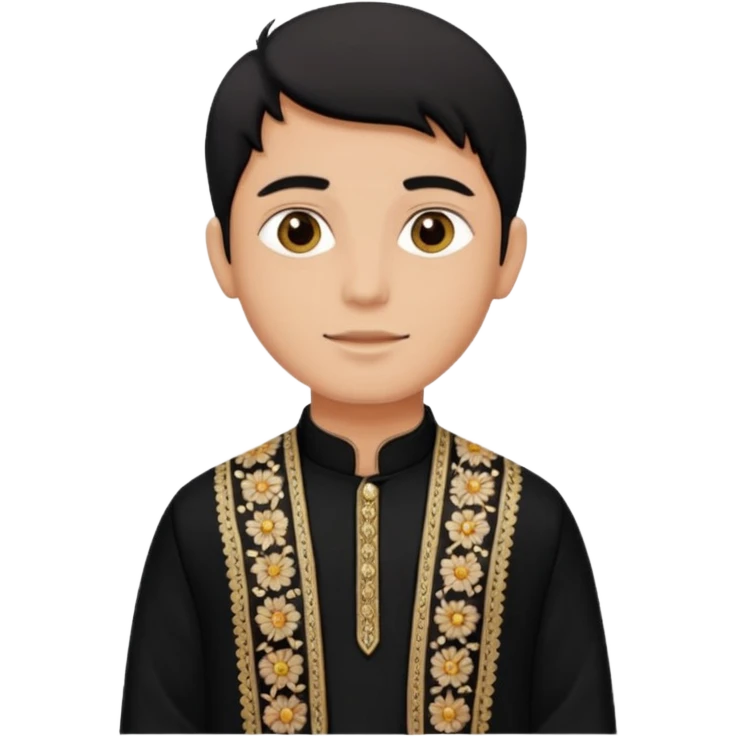 Ken wearing black kurta with shawl emoji