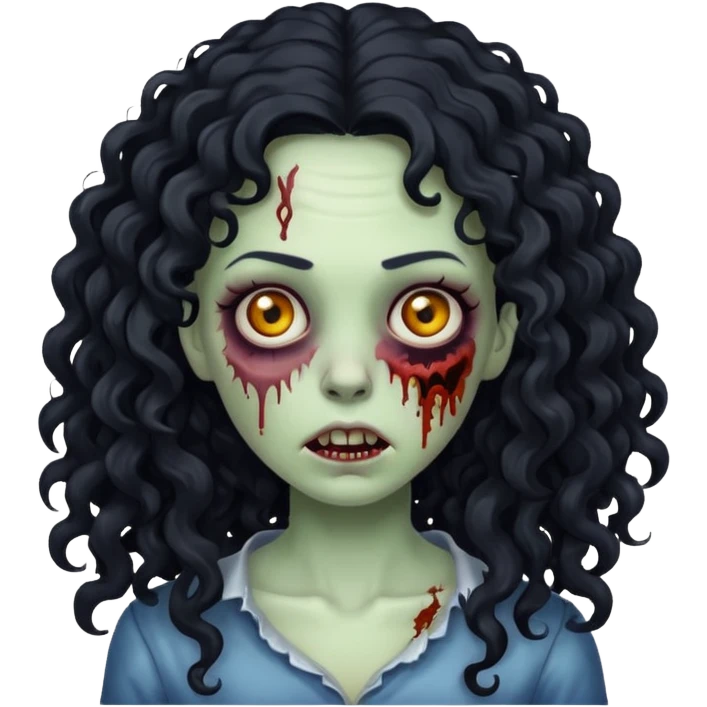 uma mulher zumbi de cabelo cacheado preto longo emoji