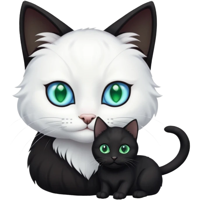 Black cat play with white cat emoji