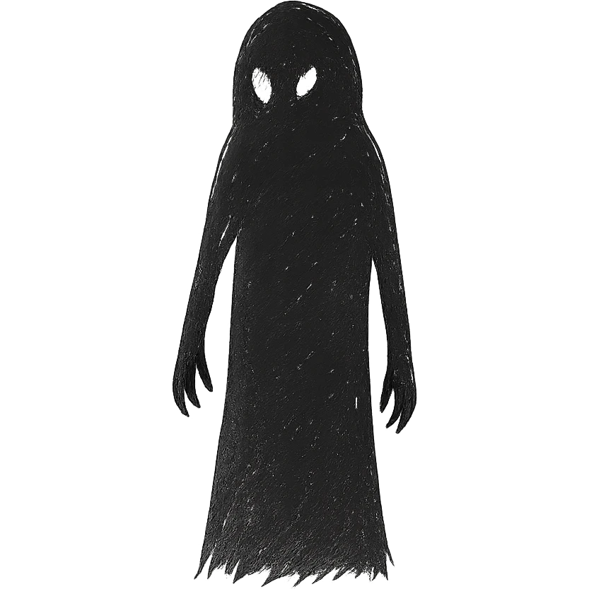 a tall black shadow, mysterious and looming, minimal background emoji