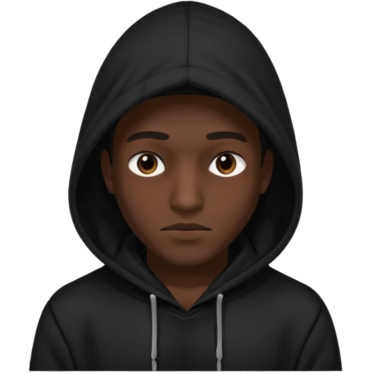 fullbody Mysterious man black hoodie shadow face emoji