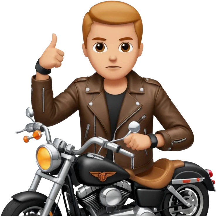 Biker on Harley motorcycle with his thumbs down emoji