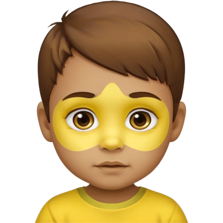brown hair baby with yellow face paint and yellow shirt emoji