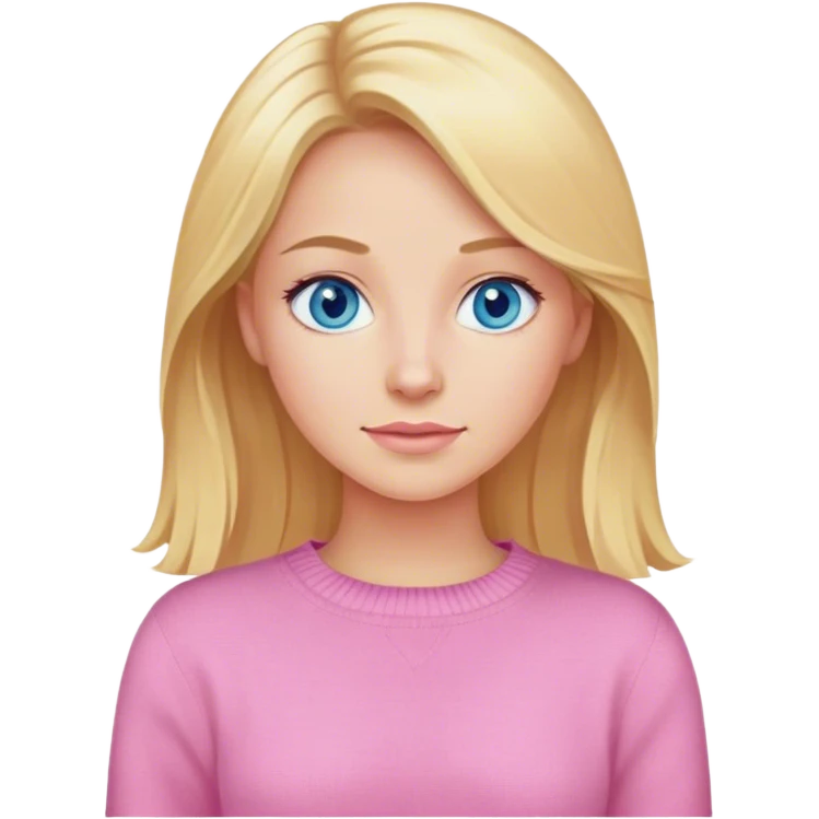 golden haired blonde with blue eyes with a pink sweater emoji