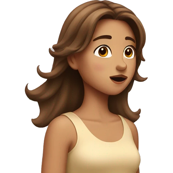 Girl with brown hair blowing a kiss emoji