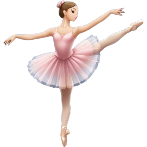 Icon for Ballet: silhouette of a ballerina in an elegant pose on a theater stage, surrounded by spotlight and stage lights. The icon should convey the grace and beauty of ballet, with focus on the dancer and the dramatic lighting. Transparent background. emoji