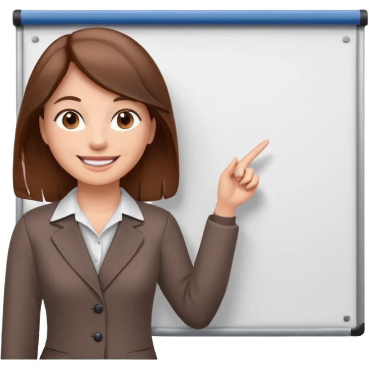 Happy instructor female brown hair whit board emoji