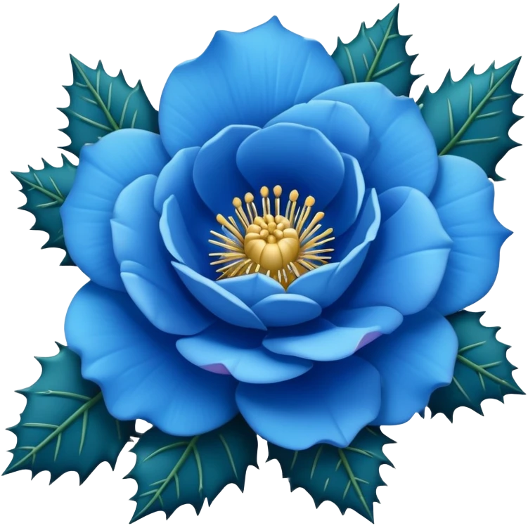 blue prickly rose emoji