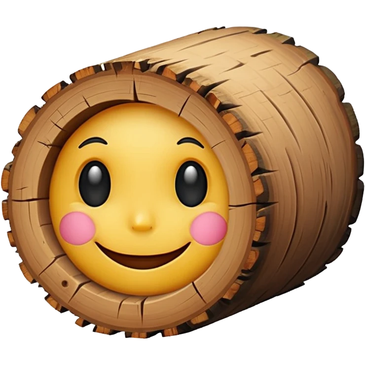 a log emoji with a small, cute smiley face emoji