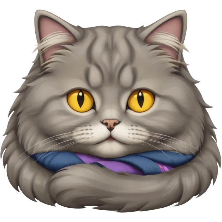 grey fluffy british long hair cat with yellow eyes ist sleeping emoji