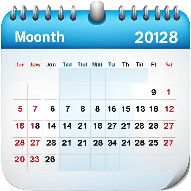 Wall calendar with a month view showing events and appointments emoji