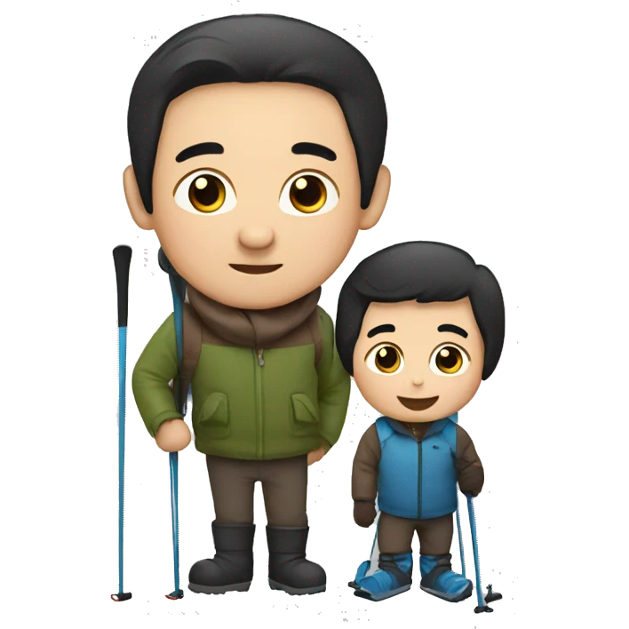 grandfather with black hair and baby ski emoji