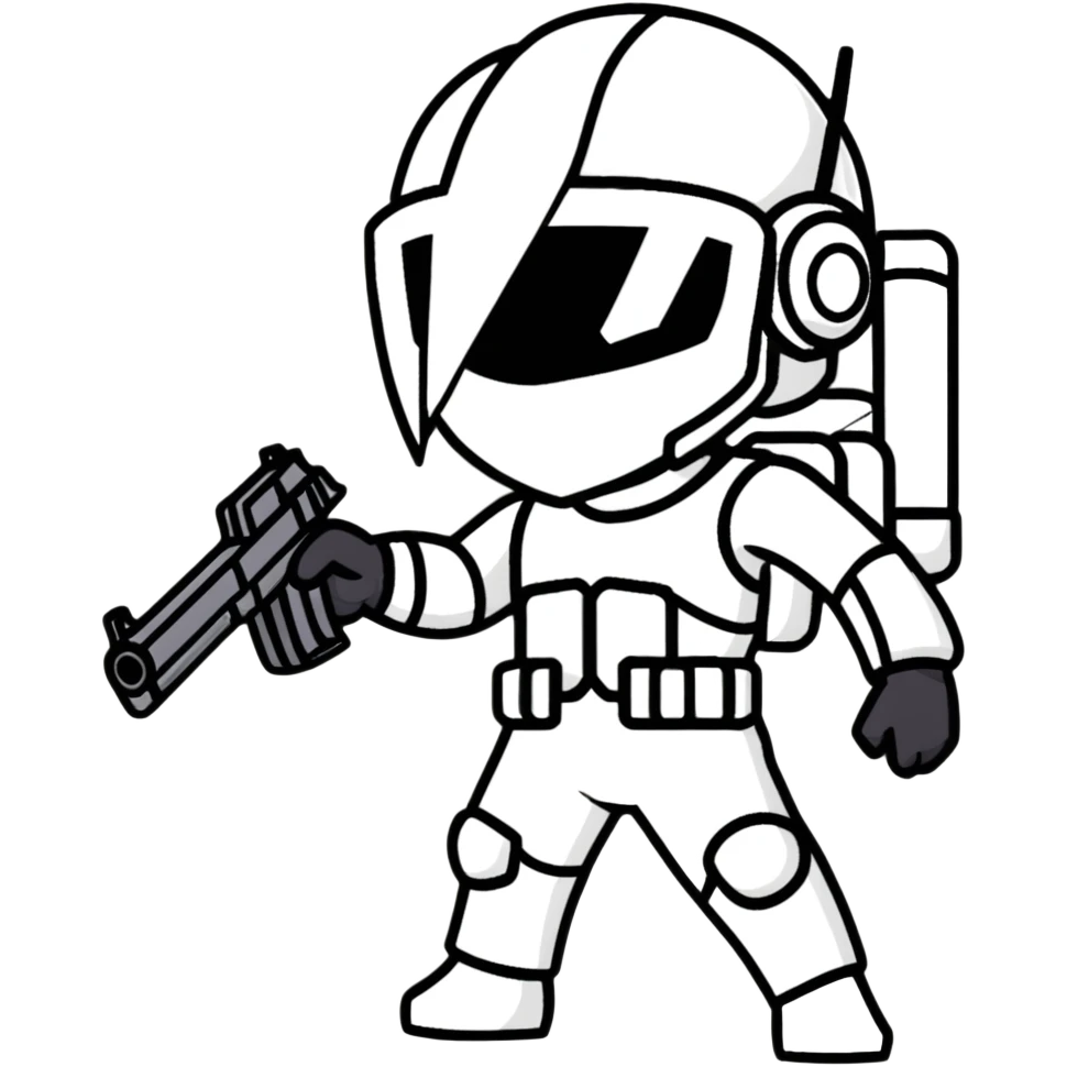 Anime PUBG character with gun and level 3 helmet emoji