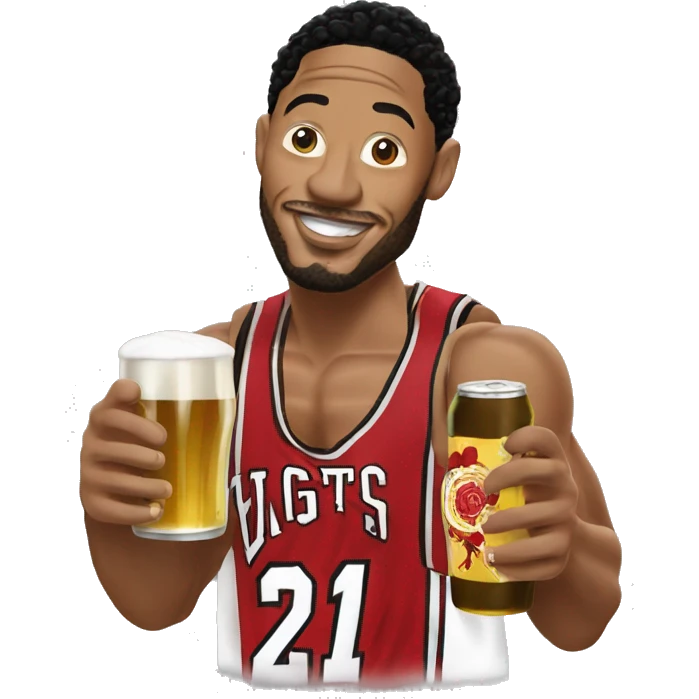 Derrick rose with a beer emoji
