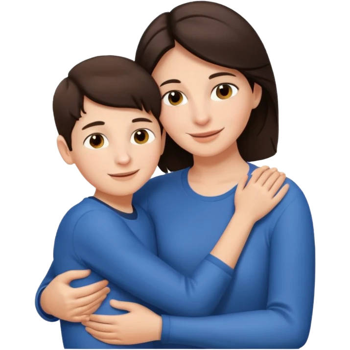 Matka brunetka se raduje se svým dvanáctiletým synem emoji