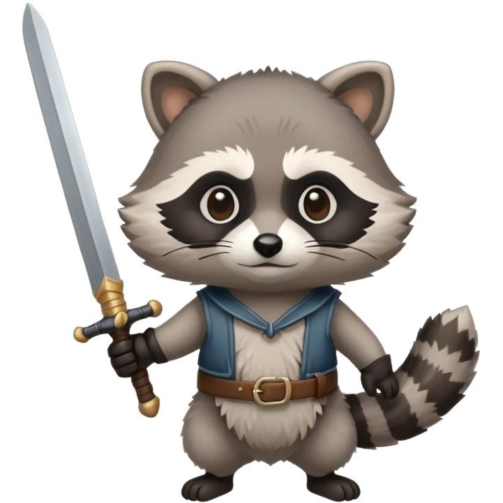 cute raccoon holding a sword emoji