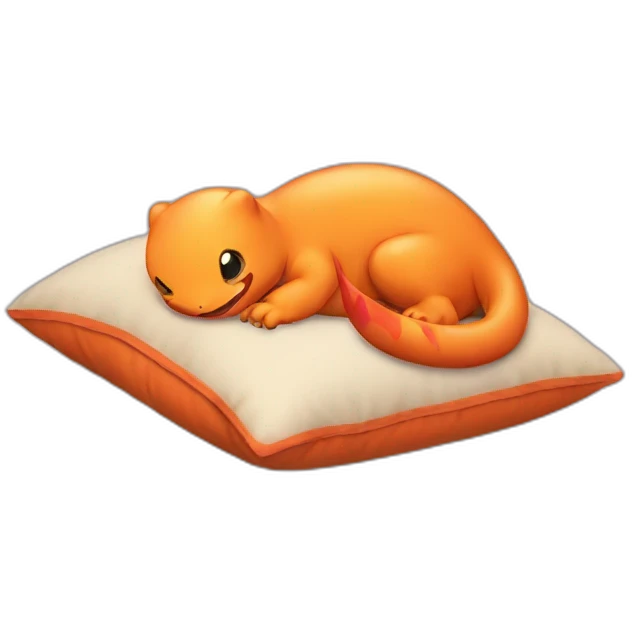 Charmander sleeping in a cushion emoji