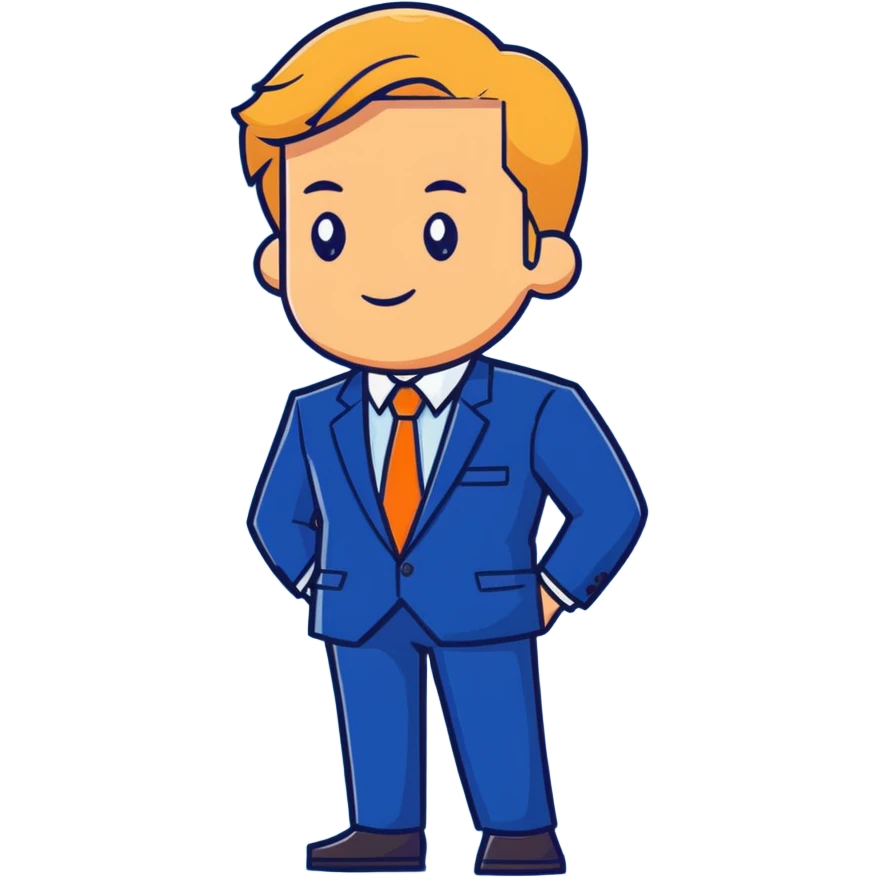 businessman with blonde hair and blue suit emoji