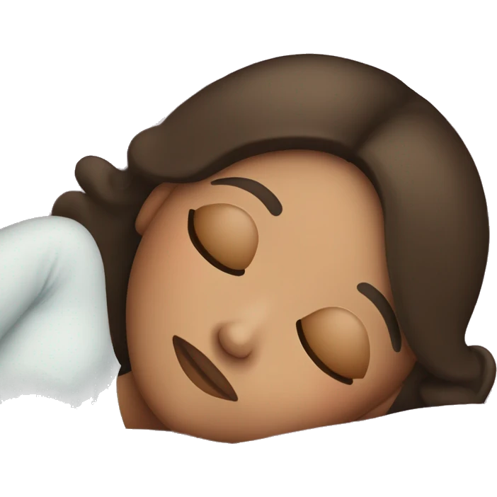 Brunette girl with normal skin laying in Bed sleeping emoji