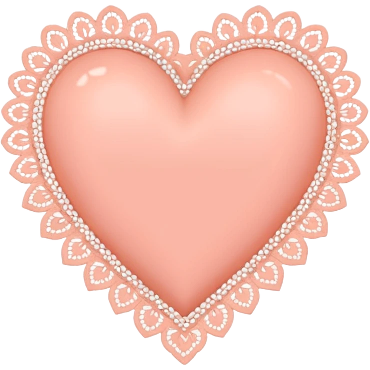 cute baby pink peach colored heart with lace trimming emoji